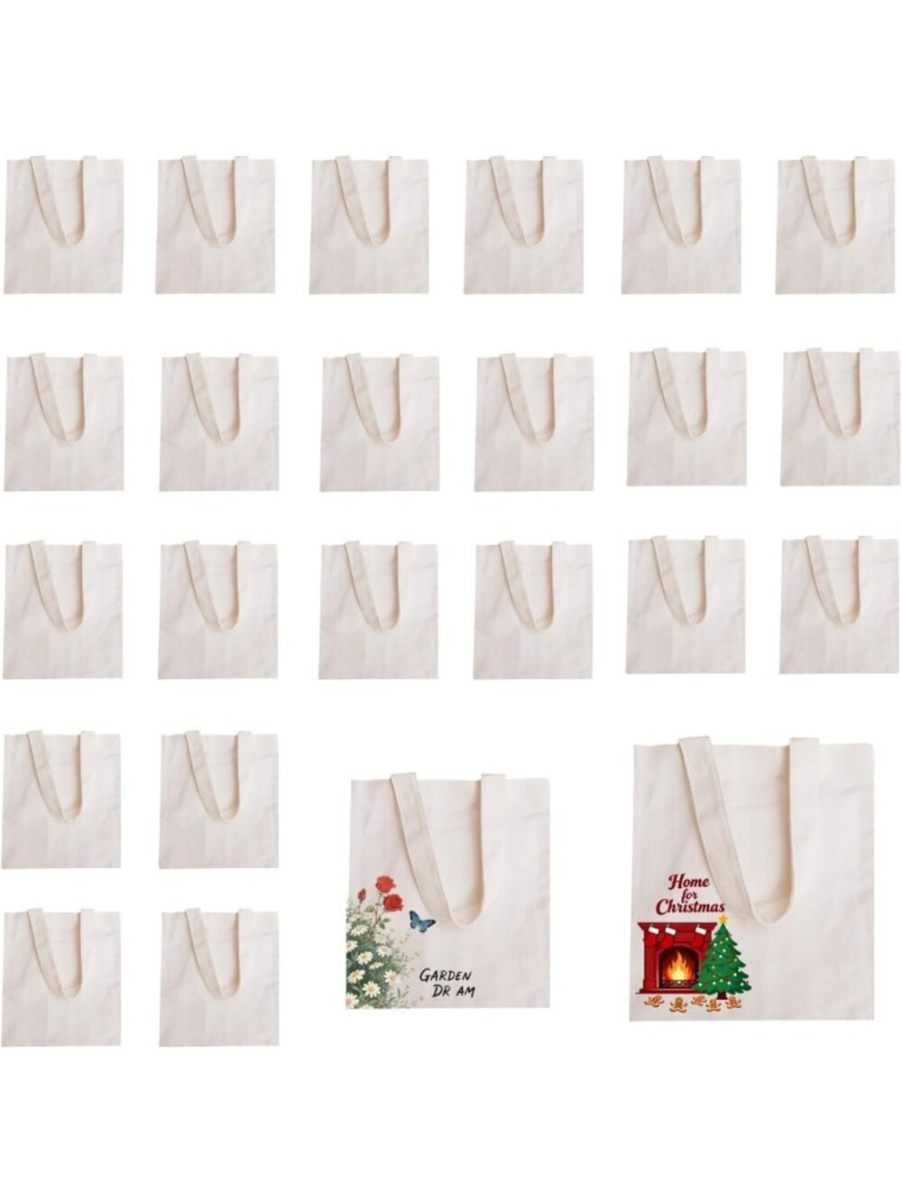 24 Mini Kids Canvas Tote Bags - 8x8.7 Inch Craft Storage for Arts & Crafts